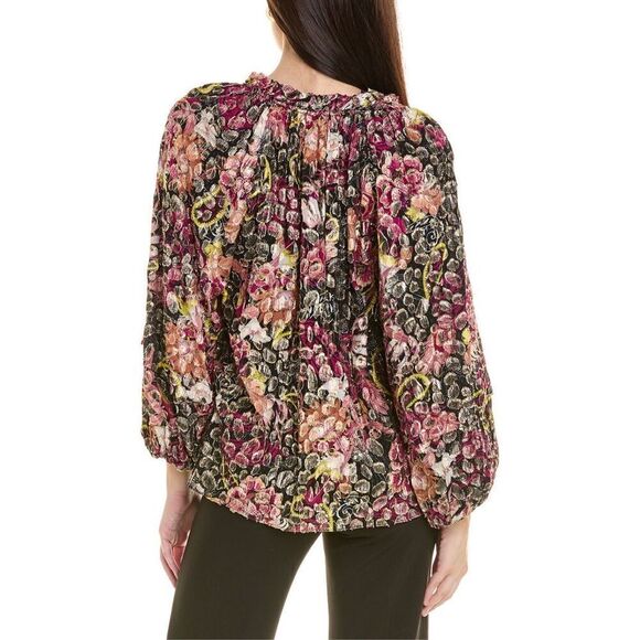 Kobi Halperin August Paisley Print Jacquard Blouse in Fire Multi Size‎ S - Picture 2 of 12
